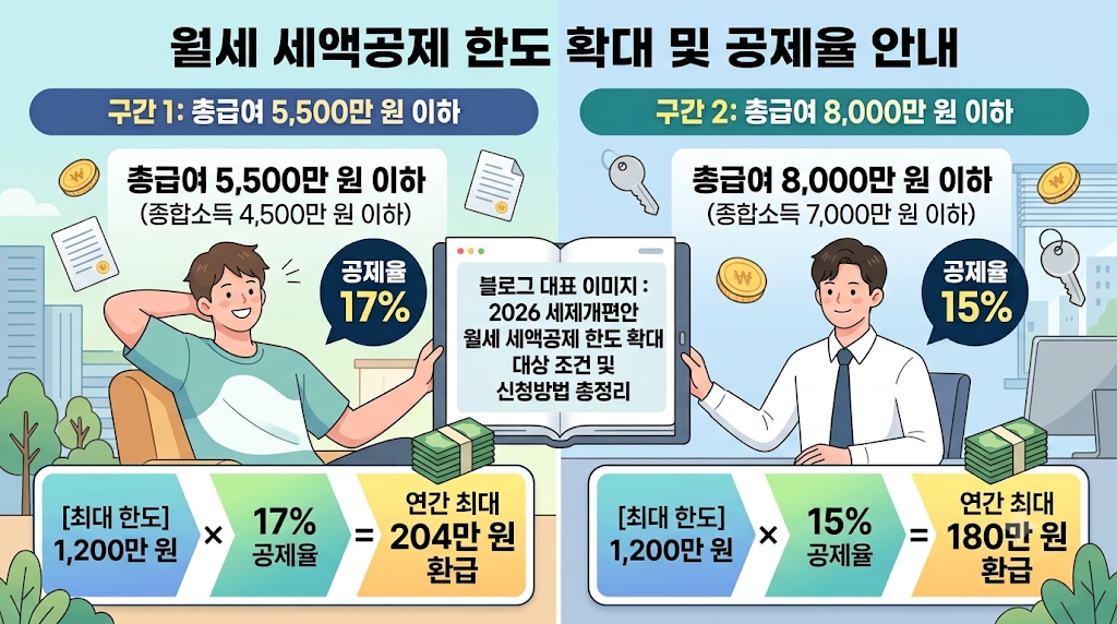 2026년 세제개편안 월세 세액공제 한도 확대 대상 조건 및 신청방법 총정리