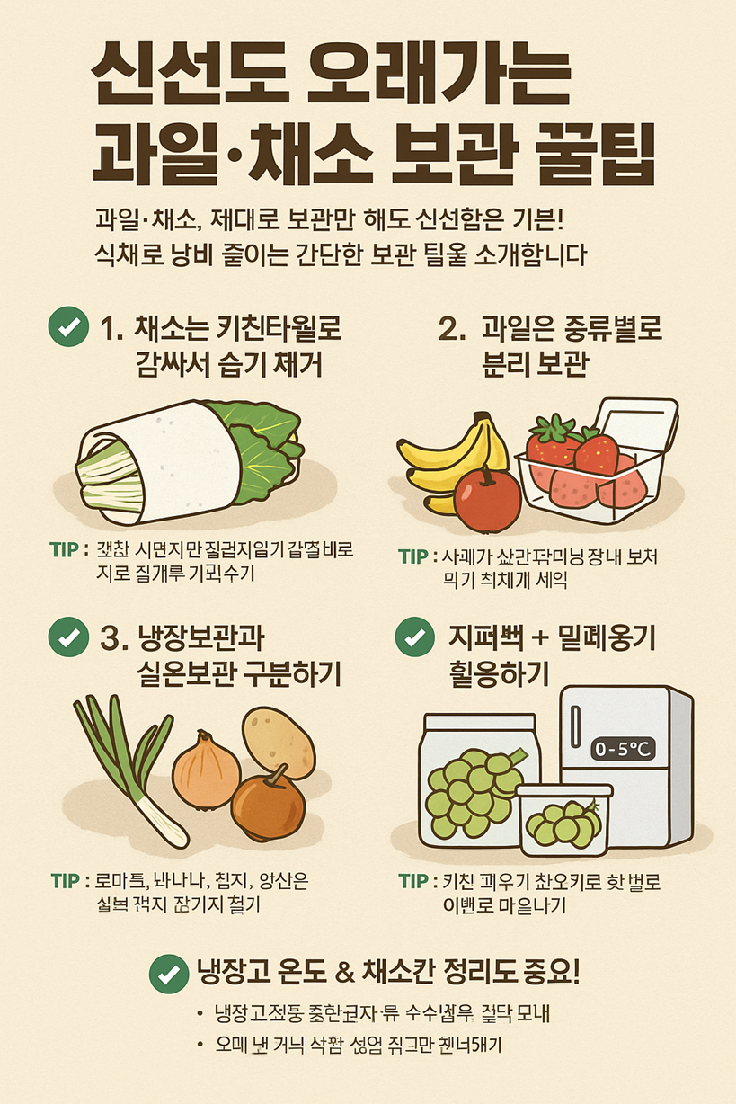 신선도 오래가는 과일 채소 보관 꿀팁