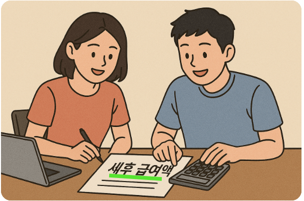 세후급여액 계산하는 그림