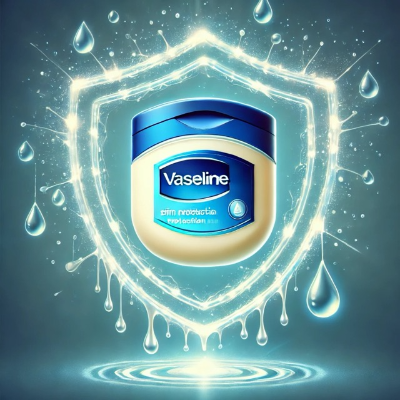 바세린의 피부 보호 특성을 보여주는 디지털 일러스트레이션