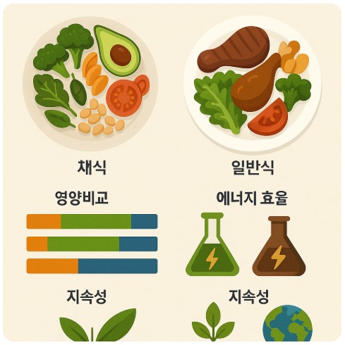 채식 VS 일반식 비교 이미지