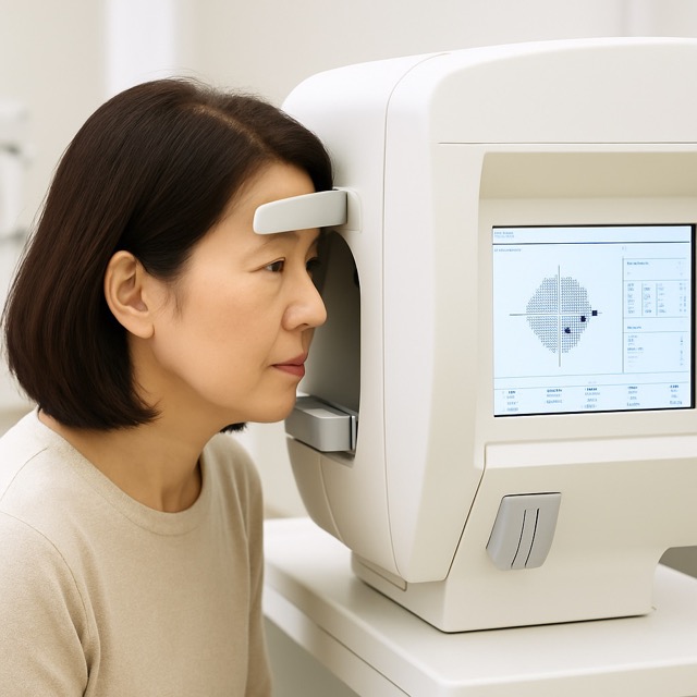 녹내장 조기 발견을 위한 정기 안과 검진 장면(출처: 자체제작)