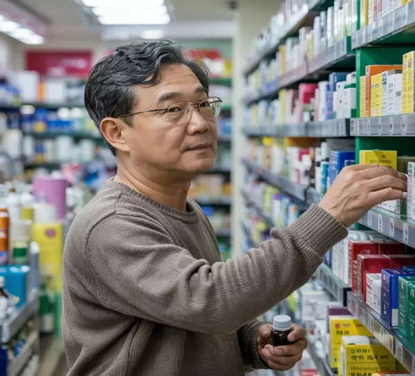 영양제를 고르고 있는 이미지