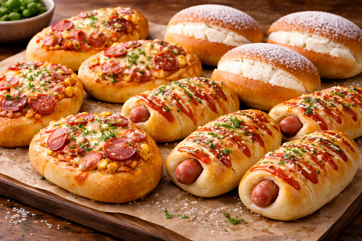 피자빵, 소시지빵, 크림빵