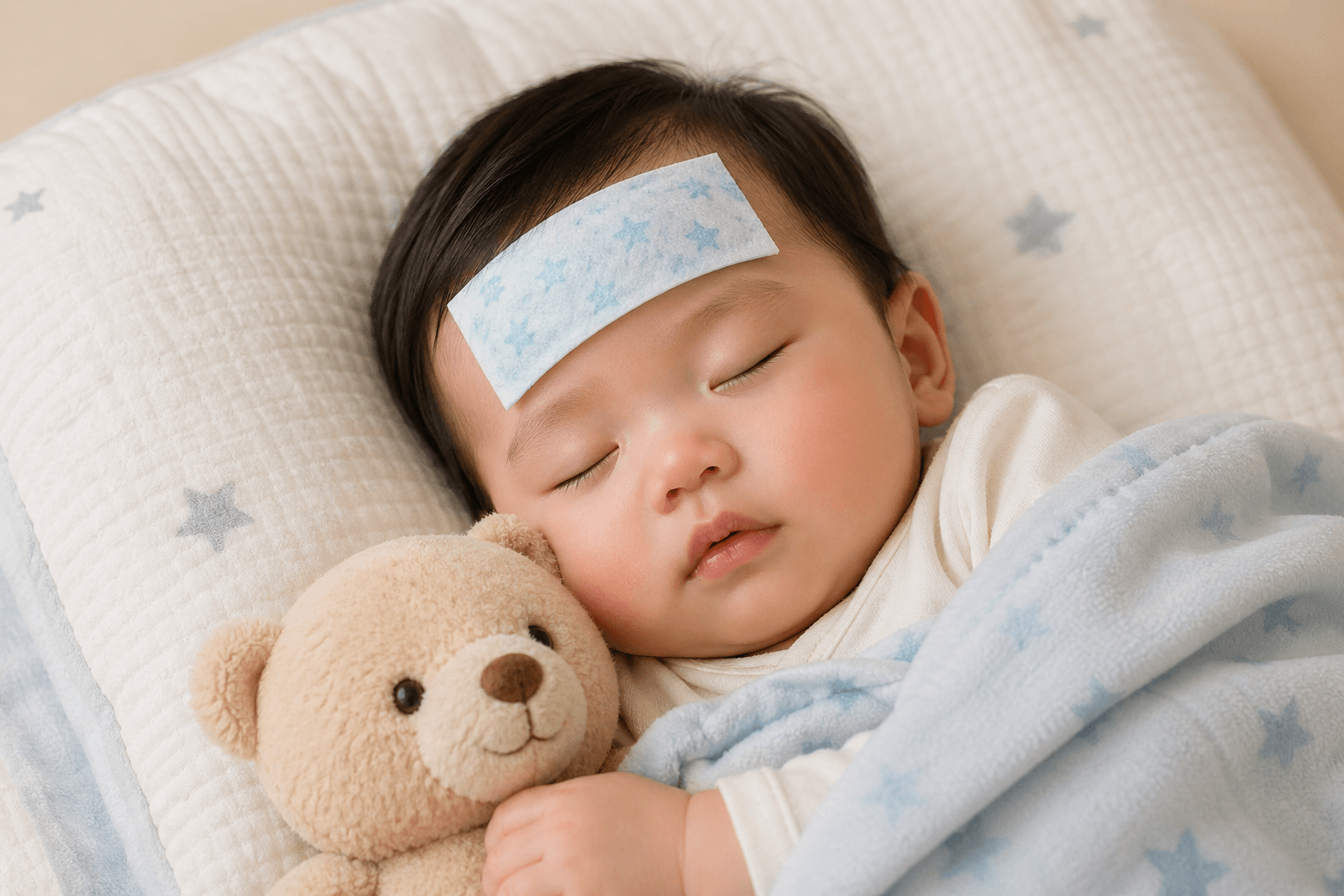 열나서 잠자는 아기 그림