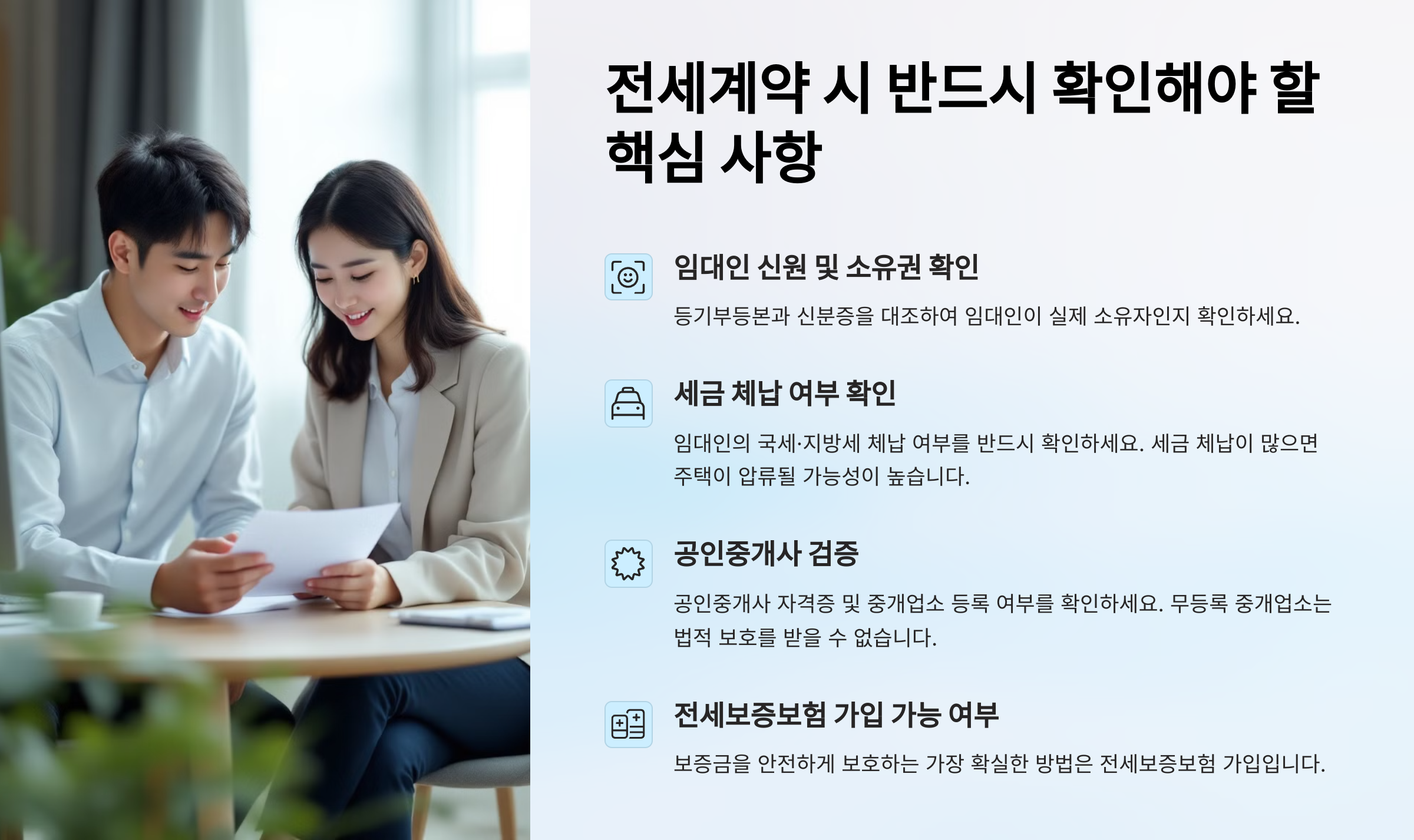전세계약시반드시 확인해야할 사항