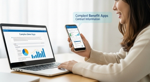 책상 위 노트북과 스마트폰 함께 있는 장면