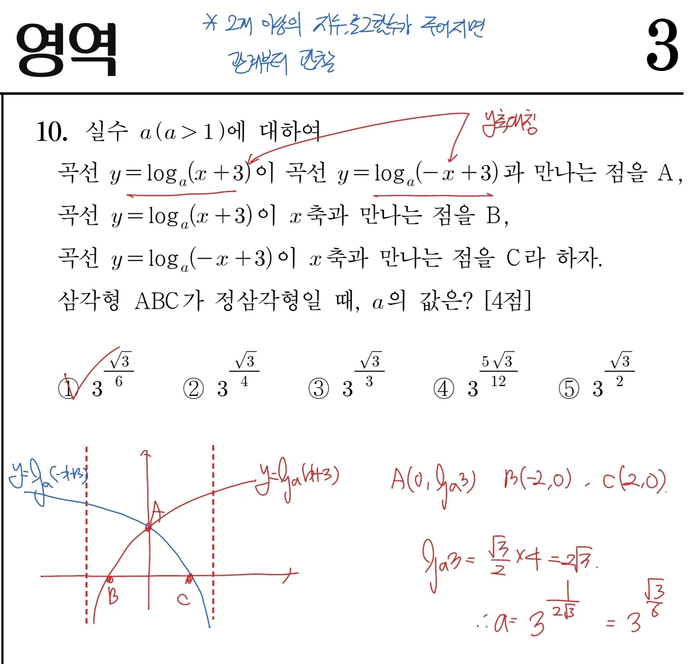 2026학년도 6월 평가원 모의고사 수학 10번 해설
