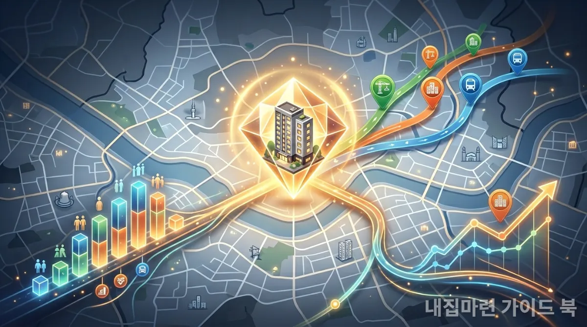 숨은 진주 아파트를 찾기 위한 핵심 데이터 유형과 분석 전략을 시각화한 인포그래픽