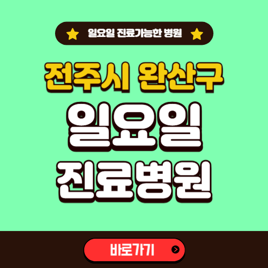 전주시 완산구 일요일 진료 가능한 병원 ❘ 주말 문여는 곳 총정리 (소아과, 내과, 안과, 치과, 피부과, 정형외과, 산부인과)