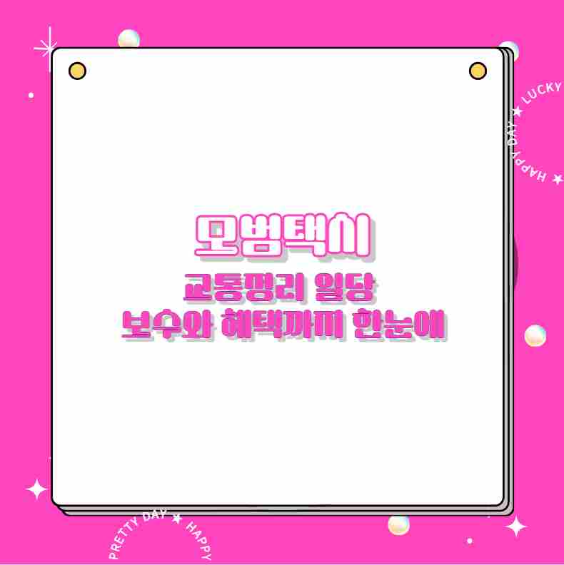 모범택시 교통정리 일당 보수와 혜택까지 한눈에