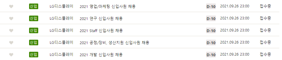 LG디스플레이 채용 직군