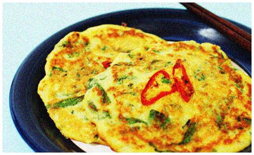 녹두전을 만들기 위해서 필요한 재료들과 조리과정의 이미지를 안내하는 이미지