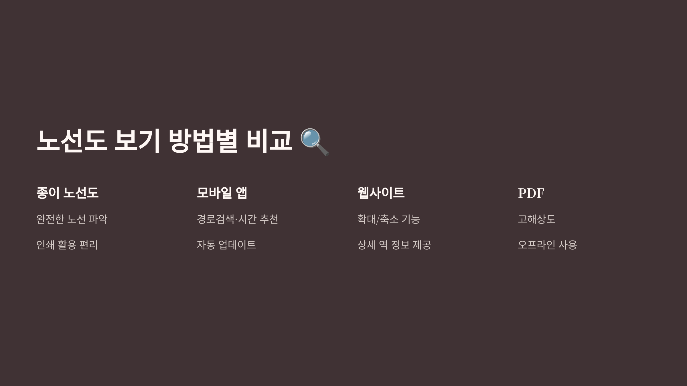 노선도 보기 방법별 비교