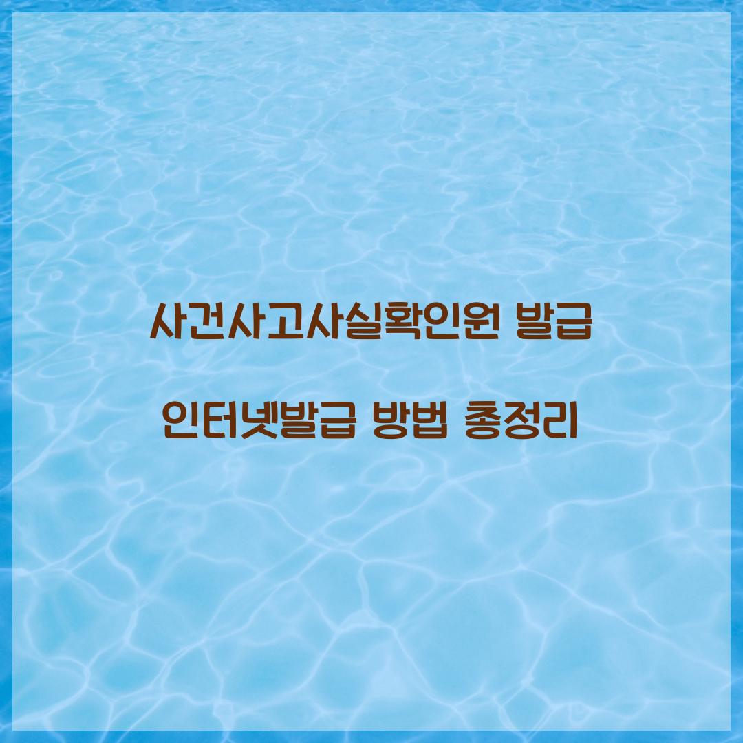 사건사고사실확인원 발급 인터넷발급