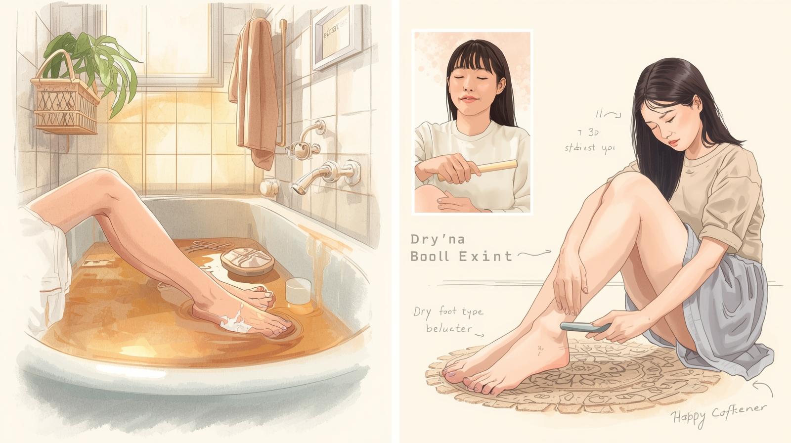발 각질제거 하는법|집에서 간단하게 따라하는 연화제 사용법