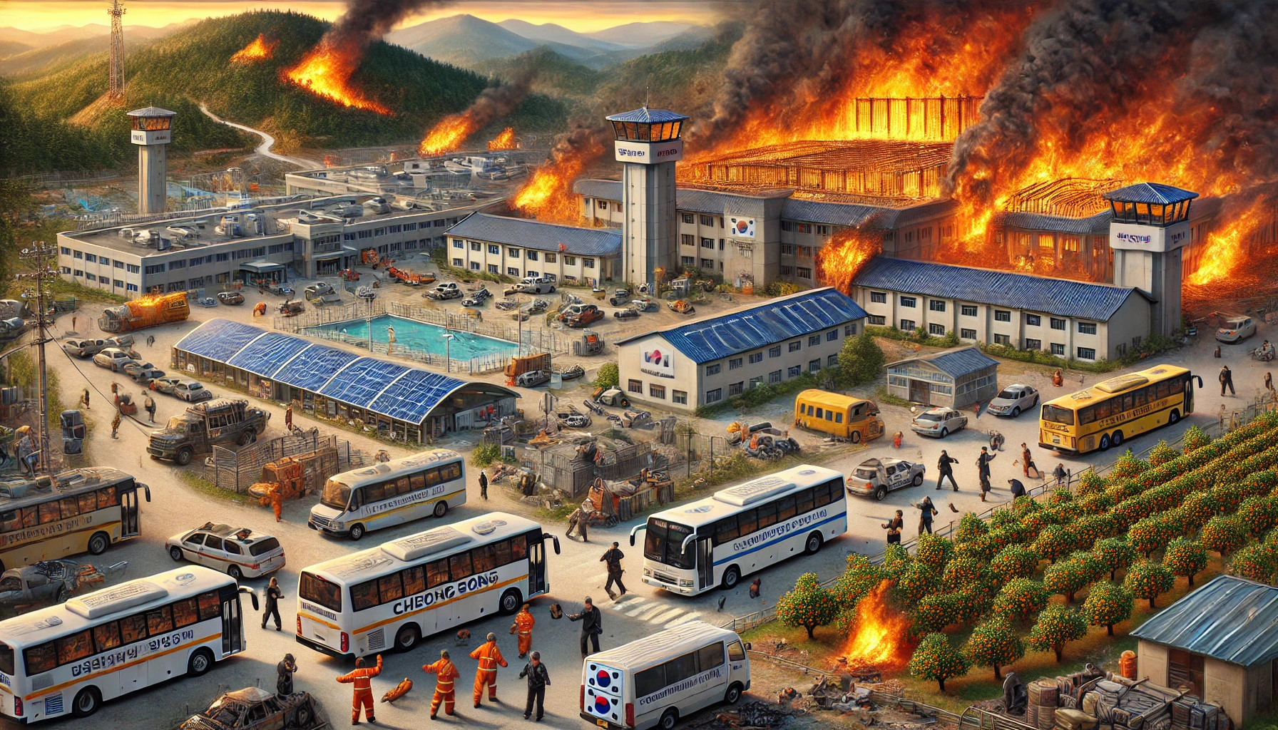 산불 화재에 대한 교정당국의 조치를 나타내는 이미지