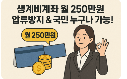생계비계좌 월 250만원 압류방지