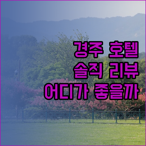 경주 호텔 어디가 좋을까 솔직 리뷰 