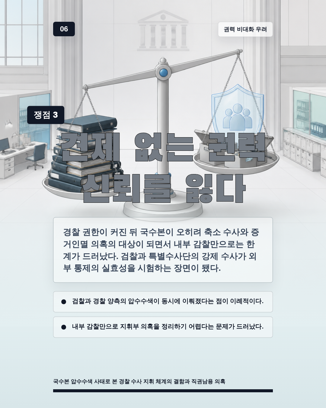 견제 없는 권력 신뢰를 잃다