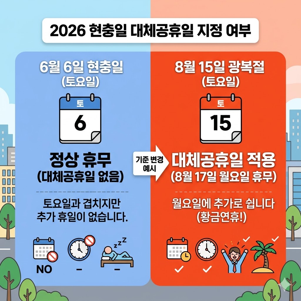 2026년 현충일 대체 공휴일 여부