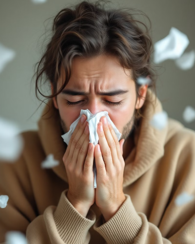 콧물 닦는 사진