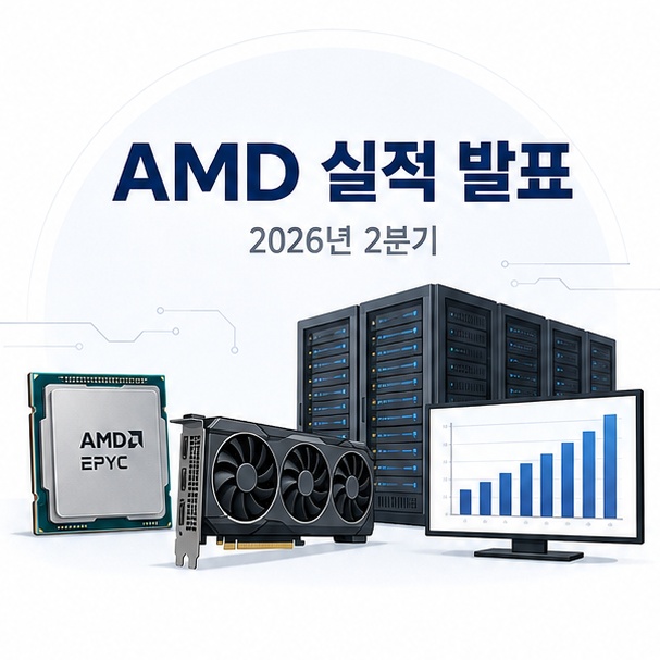 CPU와 AI GPU, 서버 랙을 이용해 AMD의 2026년 2분기 실적 발표를 표현한 이미지