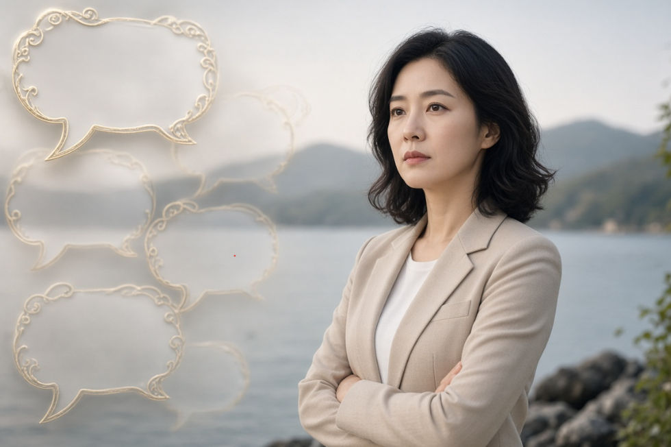 상대의 실제 행동과 진정성을 이성적으로 판별하는 인물의 모습
