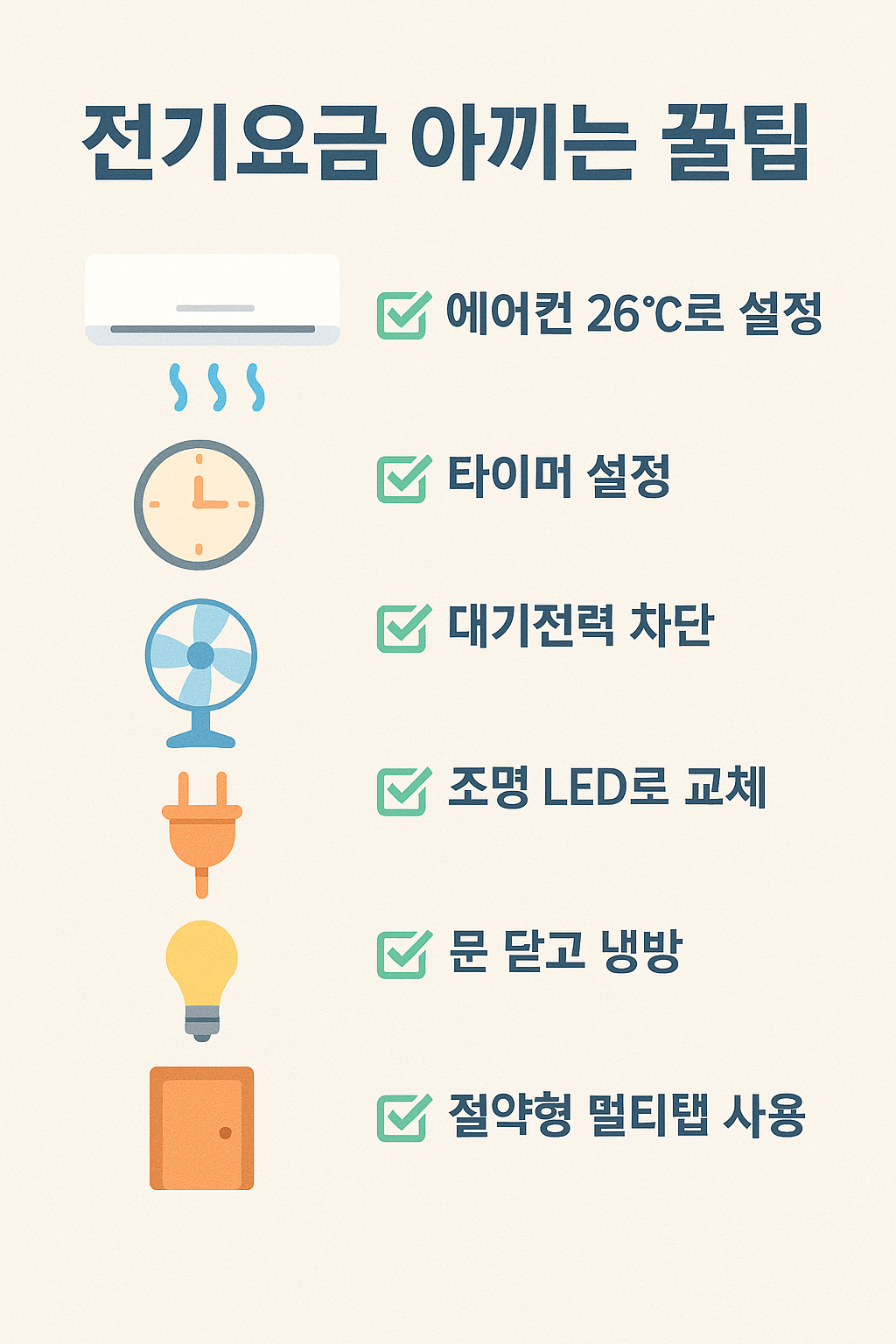 전기요금 아끼는 꿀팁 문구와 관련 이미지