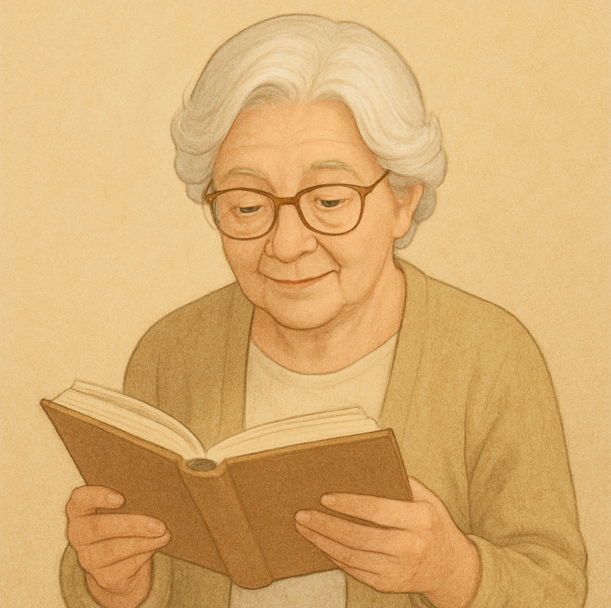 독서를 하고 있는 할머니의 모습