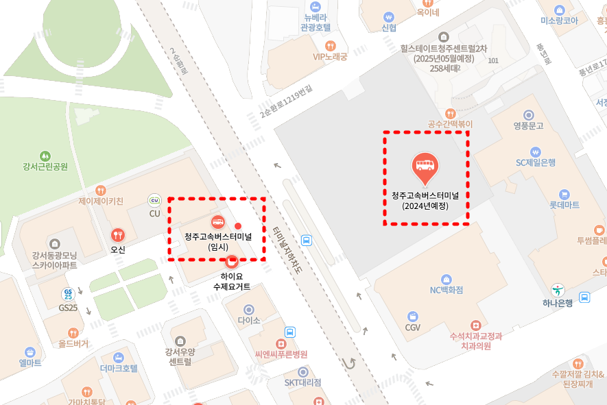 청주고속버스터미널-위치-지도