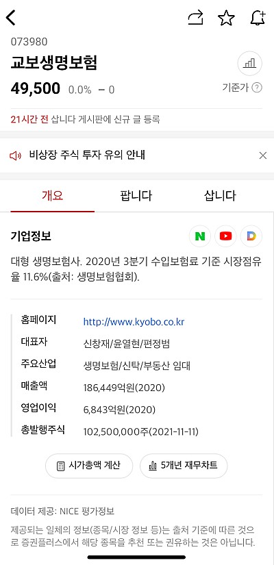 교보생명-비상장-주식-정보