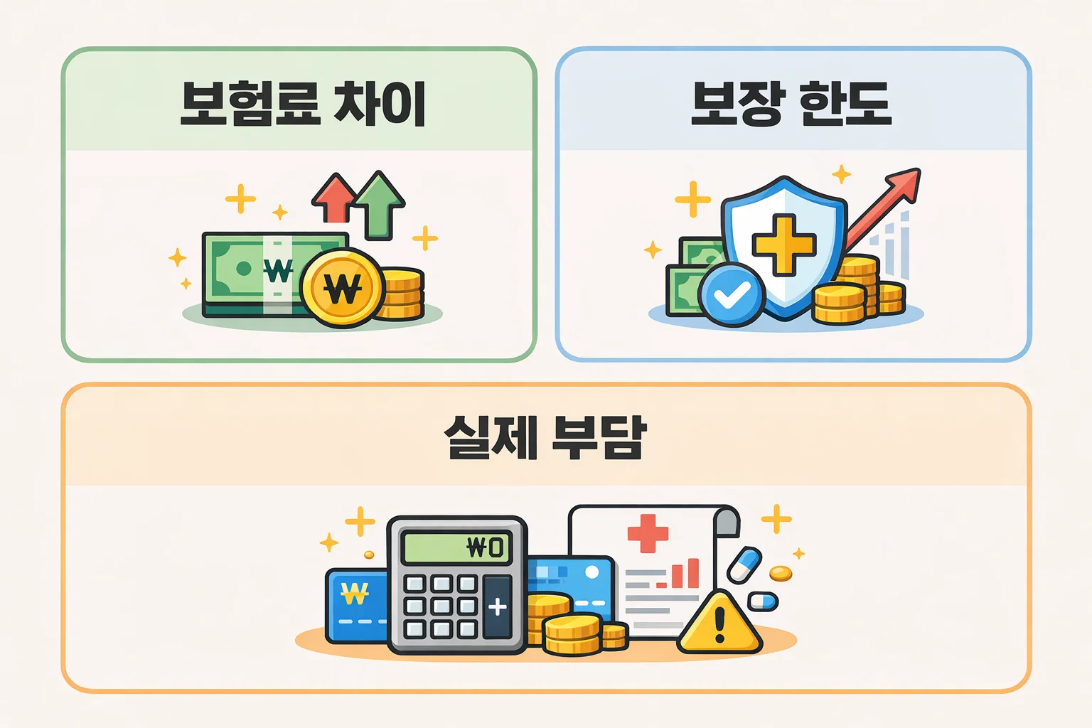 운전자보험 비교사이트 보험료 계산 사례를 통해 보장 한도 차이에 따라 실제 월 부담 보험료가 어떻게 달라지는지 비교 설명한 이미지입니다