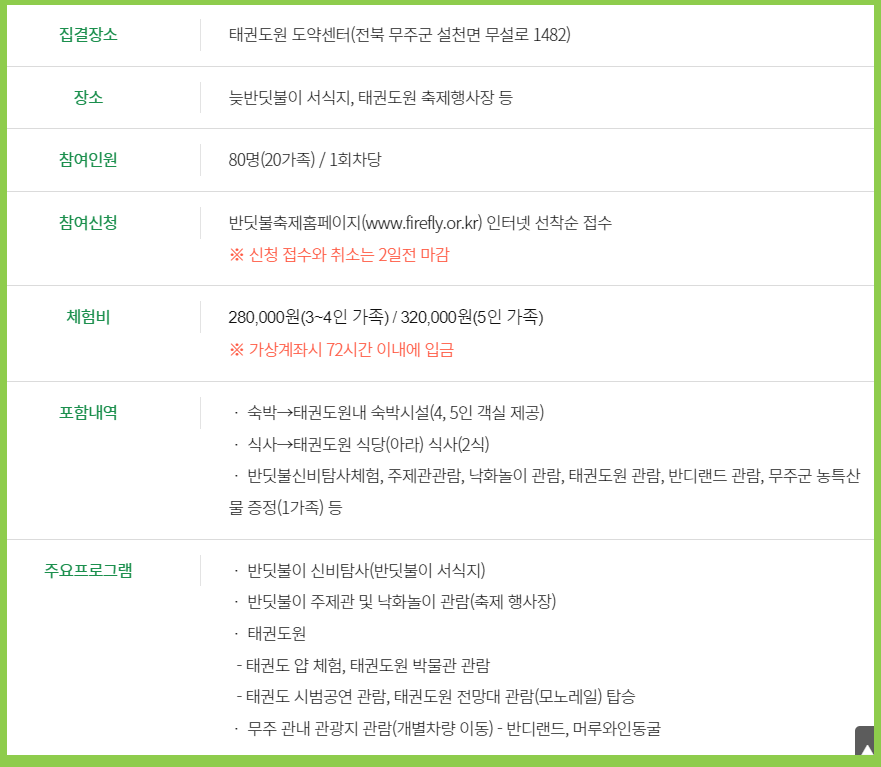 가족과함께하는 1박2일 생태탐험 일정 및 안내