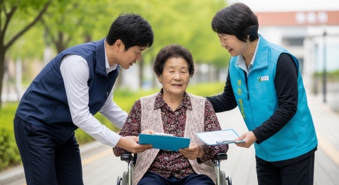 노인을 위한 찾아가는 서비스 장면