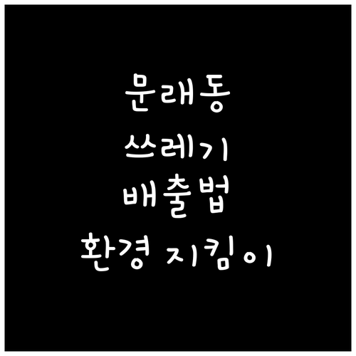 문래동 쓰레기 배출, 이것만 알면 당..