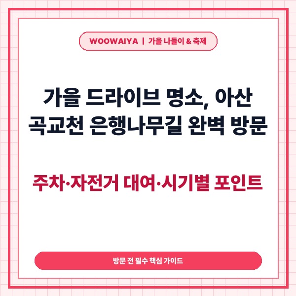 가을 드라이브 명소, 아산 곡교천 은행나무길 완벽 방문 가이드: 주차&middot;자