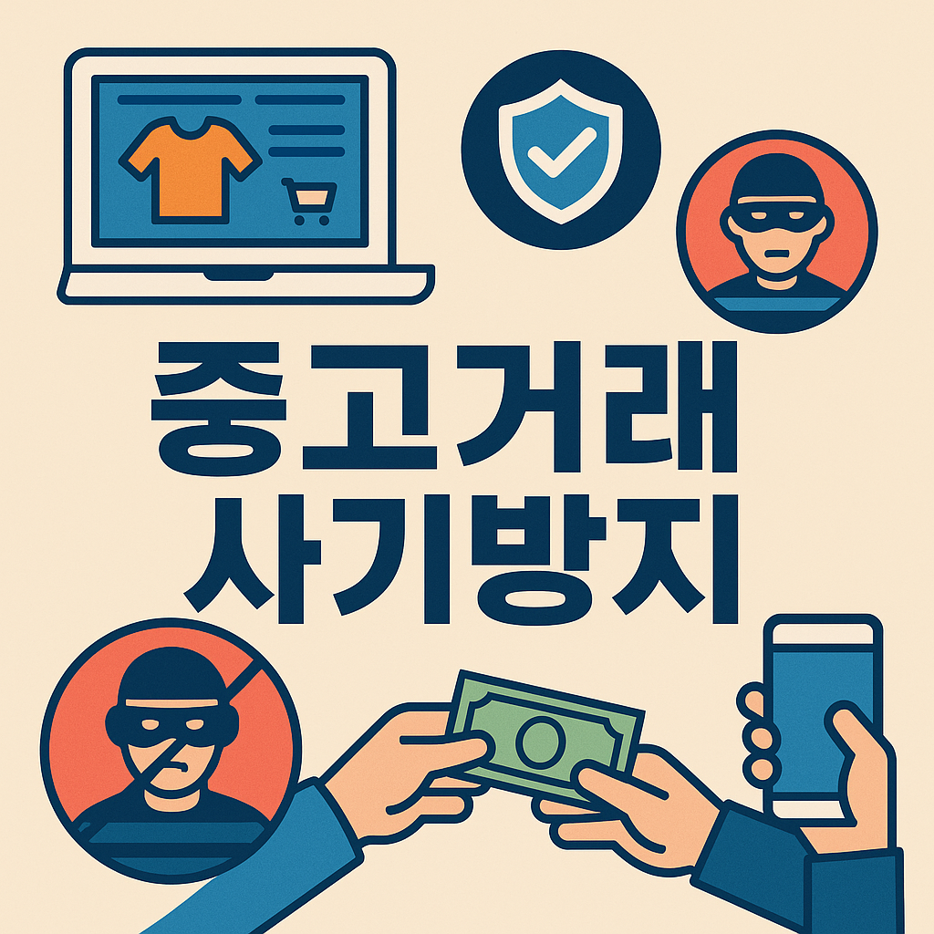 '중고거래 사기방지'라는 텍스트가 들어간 인포그래픽 이미지