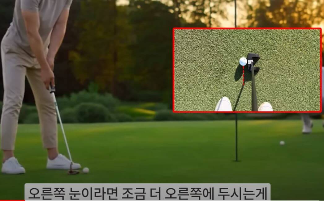 오른쪽 주시인 분 퍼팅 볼 위치