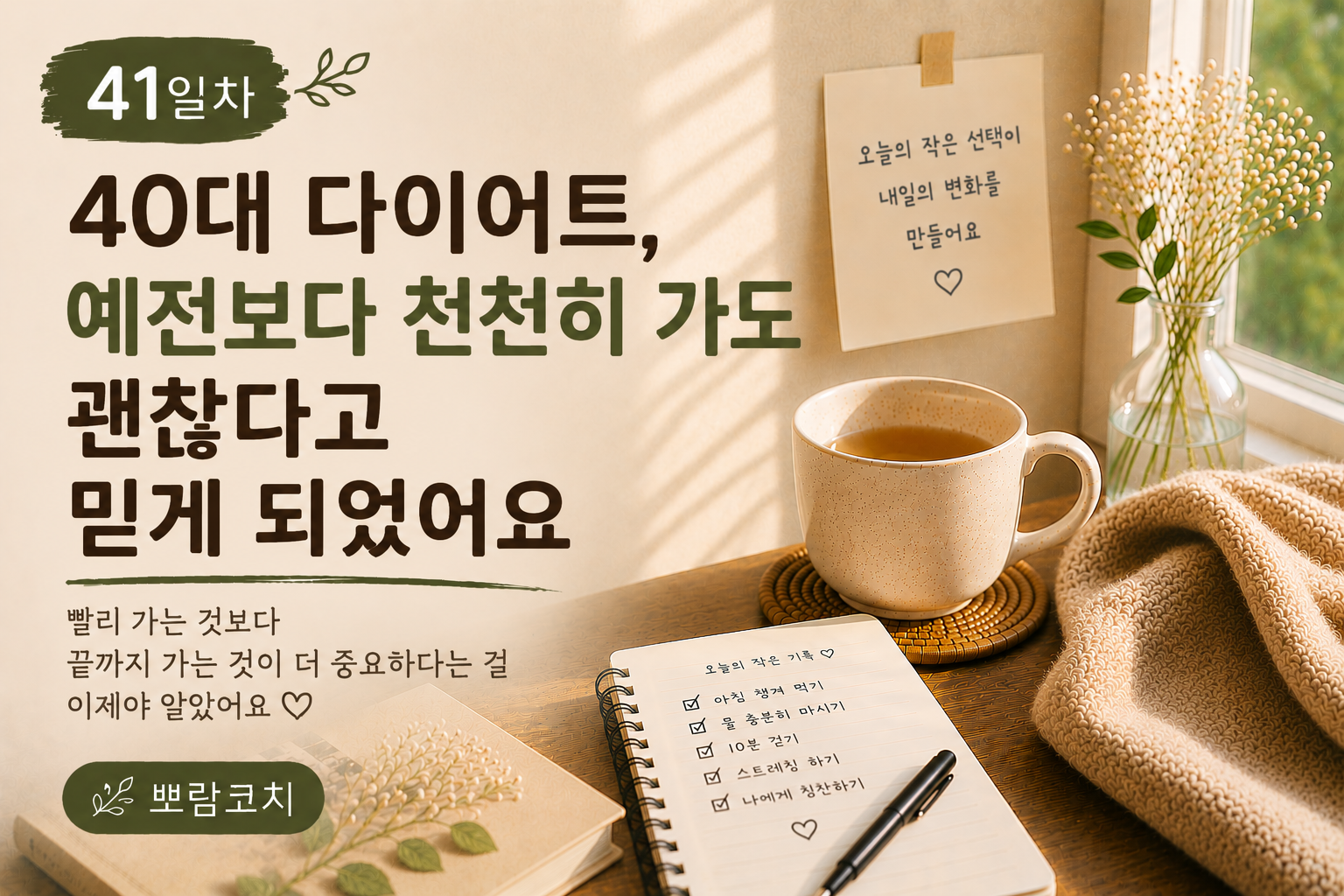 40대 다이어트 예전보다 천천히 가도 괜찮다고 믿게 되었어요