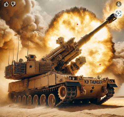 한화에어로스페이스의 K9 발사 장면