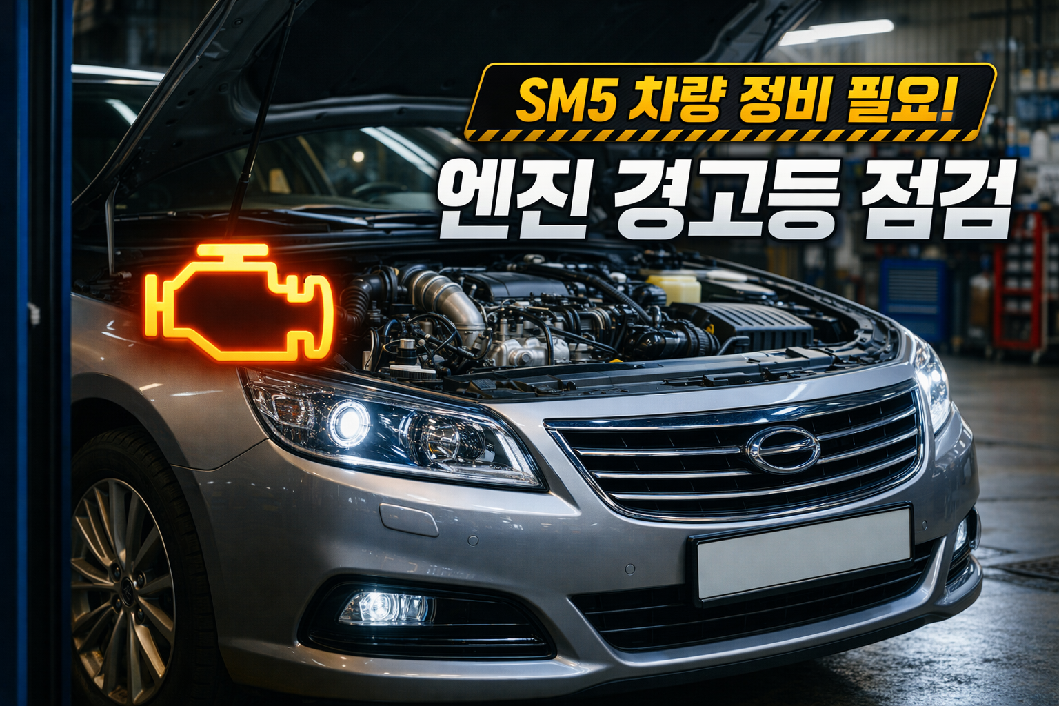 sm5 차량정비가 필요합니다 엔진 경고등