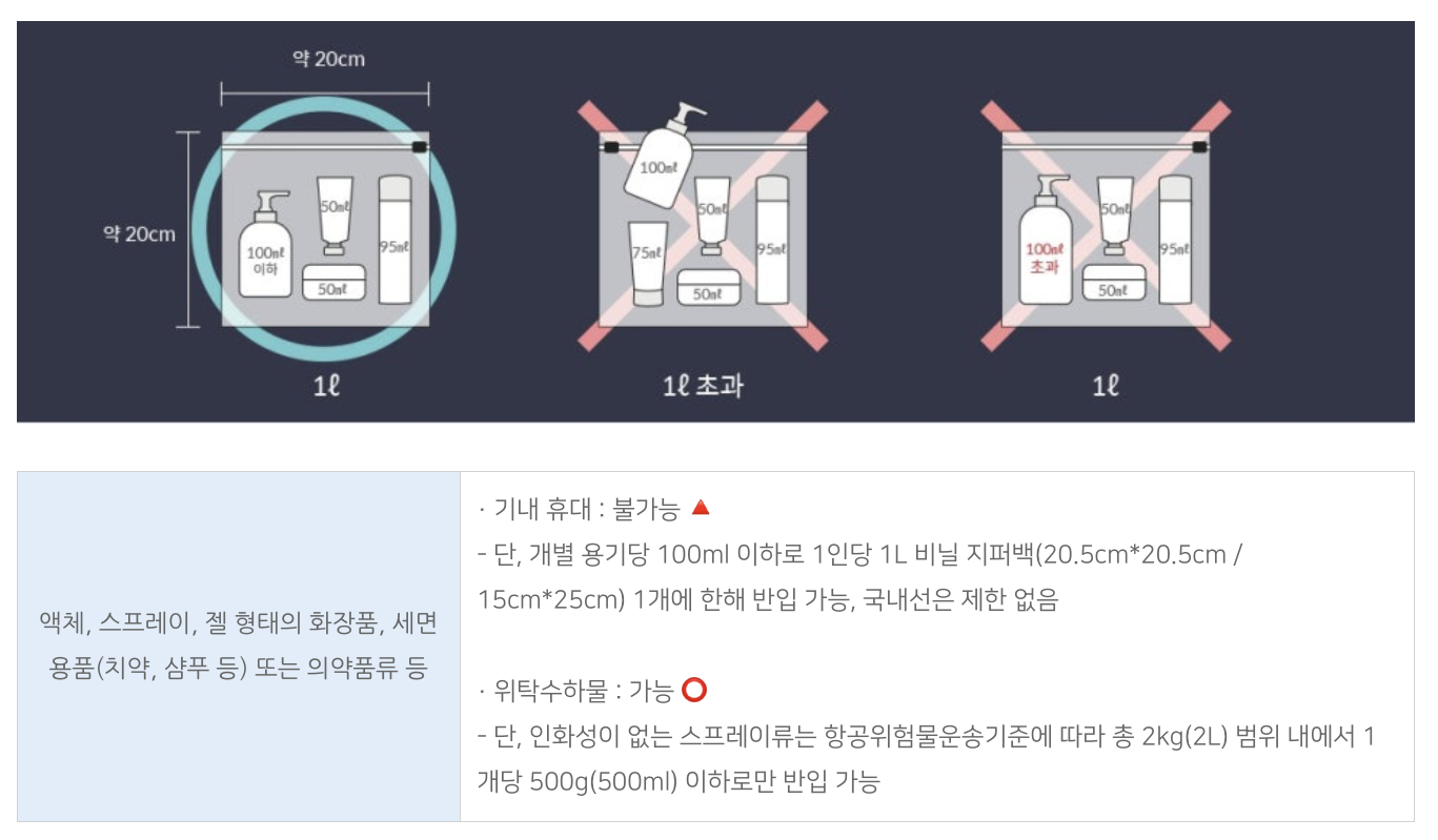 기내 반입 물품 알아보기