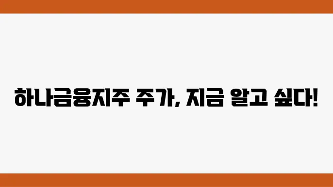 하나금융지주 주가 정보 금융없졬