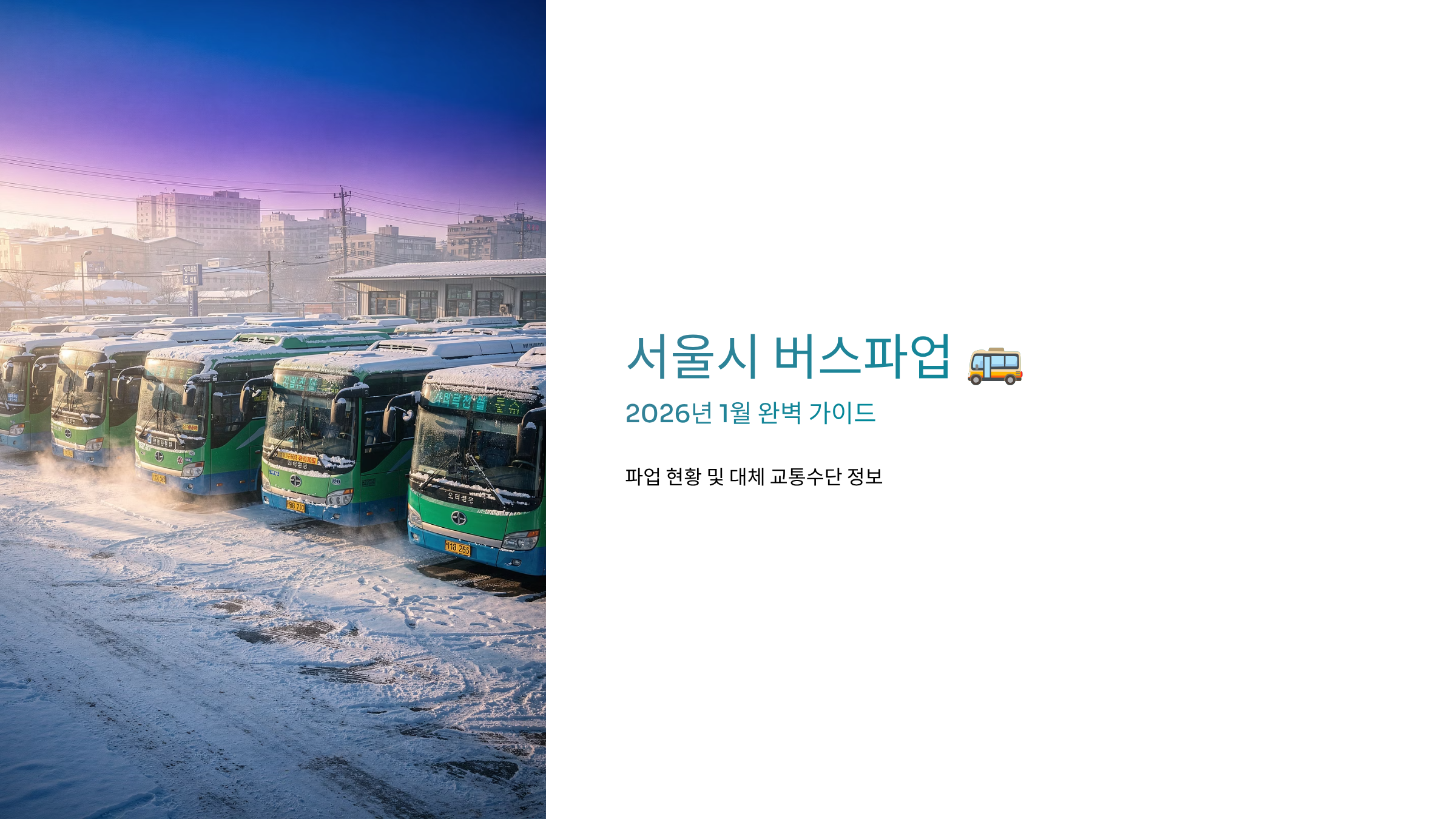 서울시 버스파업 - 2026년 1월 완벽 가이드 파업 현황 및 대체 교통수단 정보