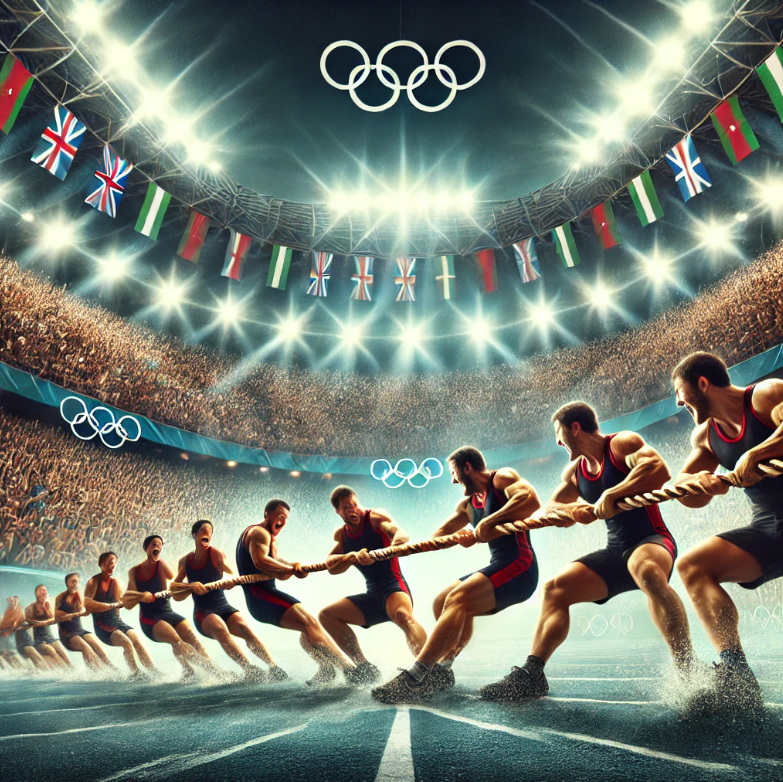 올핌픽 제외 종목 줄다리기를 경기하는 가상의 이미지