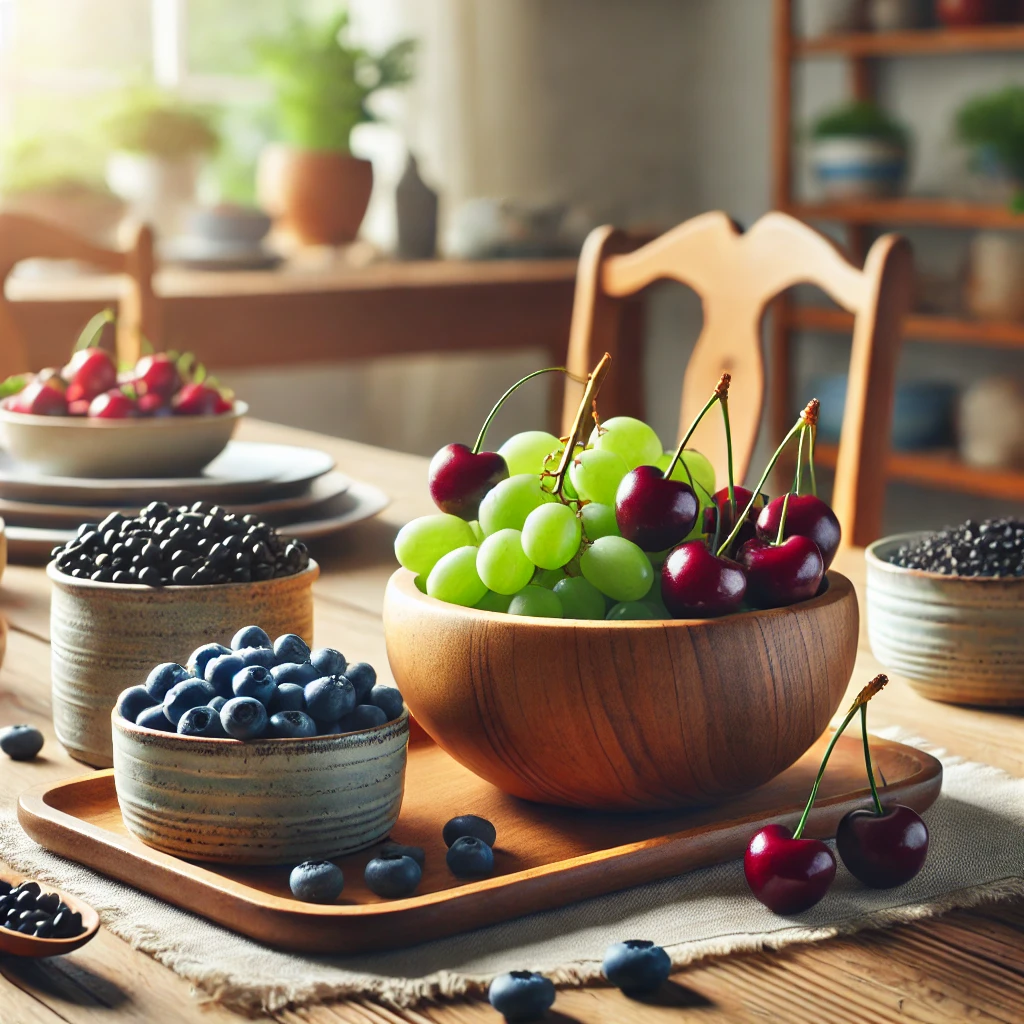 블루베리-체리-포도-검은콩이-있는-식탁