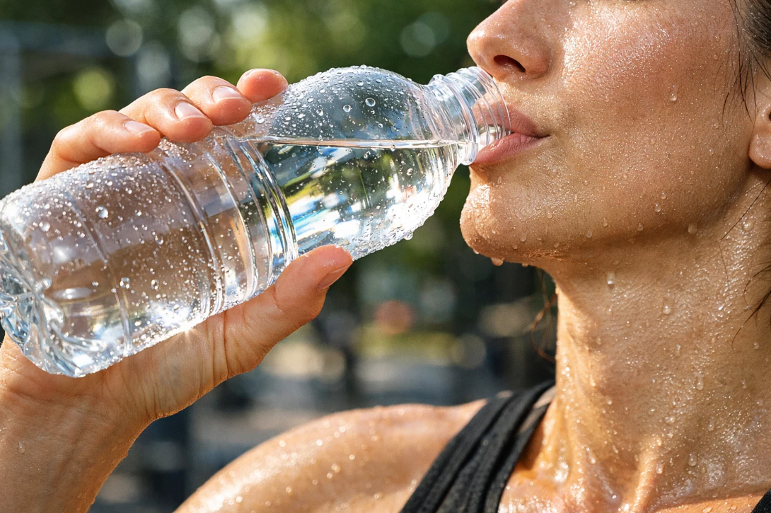 운동 후 수분 섭취로 간 대사 회복을 돕는 모습