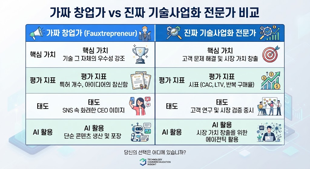가짜 창업가 vs 진짜 기술사업화 전문가