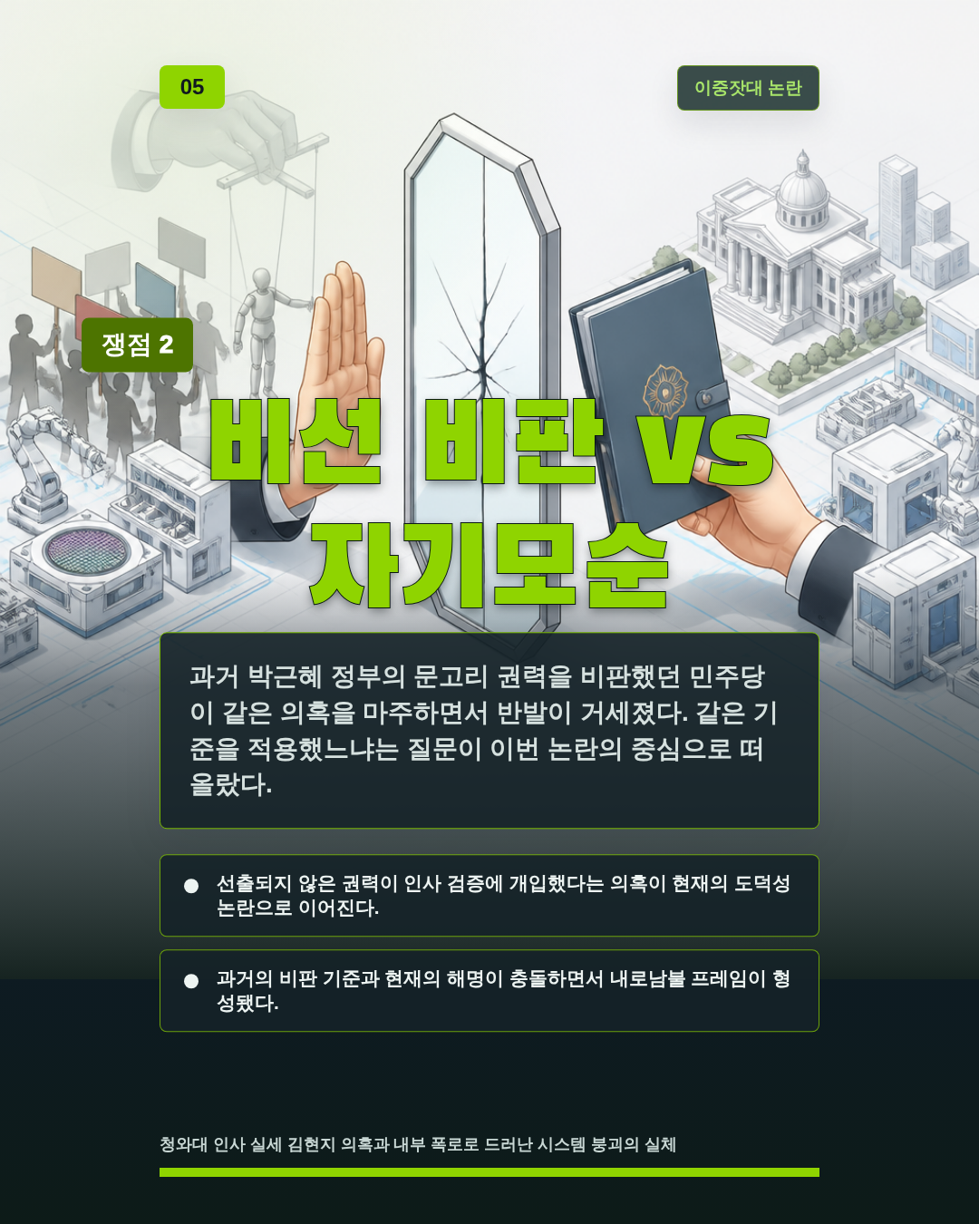 비선 비판 vs 자기모순